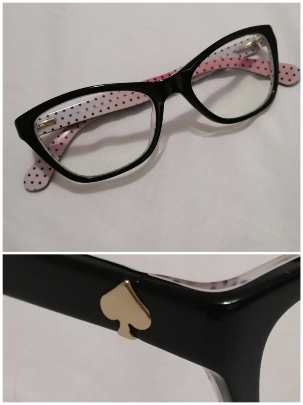 Kate Spade Alaysha Glasses; Black with Pink/White Polka Dot